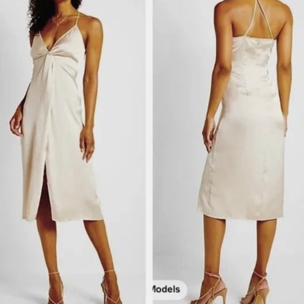 Express Elegant Cream Halter Dress